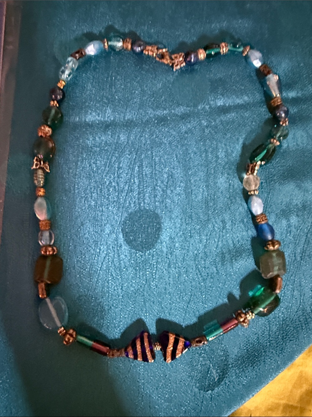 Handmade Blue & Green glass Beaded Women's Necklace